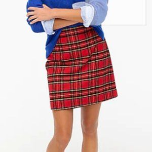 J. Crew Red Plaid Wool Skirt
